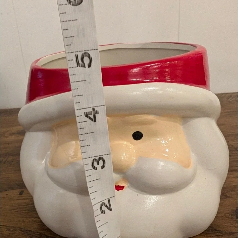 VTG Santa Claus Ceramic Head Christmas Planter, Jar, Centerpiece Decor Art